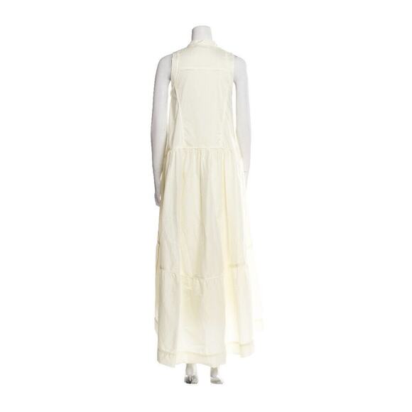 JONATHAN SIMKHAI Ivory Cotton Tiered Sleeveless Mock Neck Midi Tent Dress Size M - Picture 2 of 5